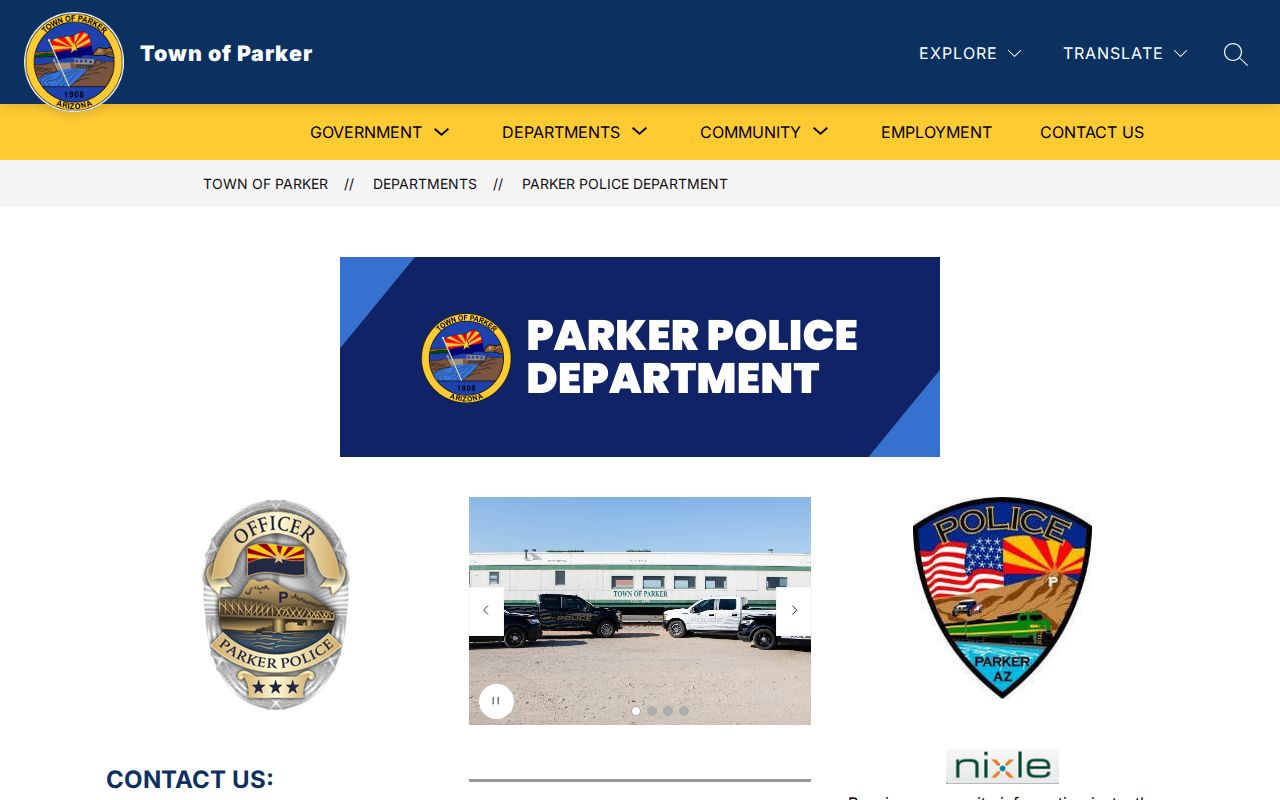 Parker Police Department criminal records contact page