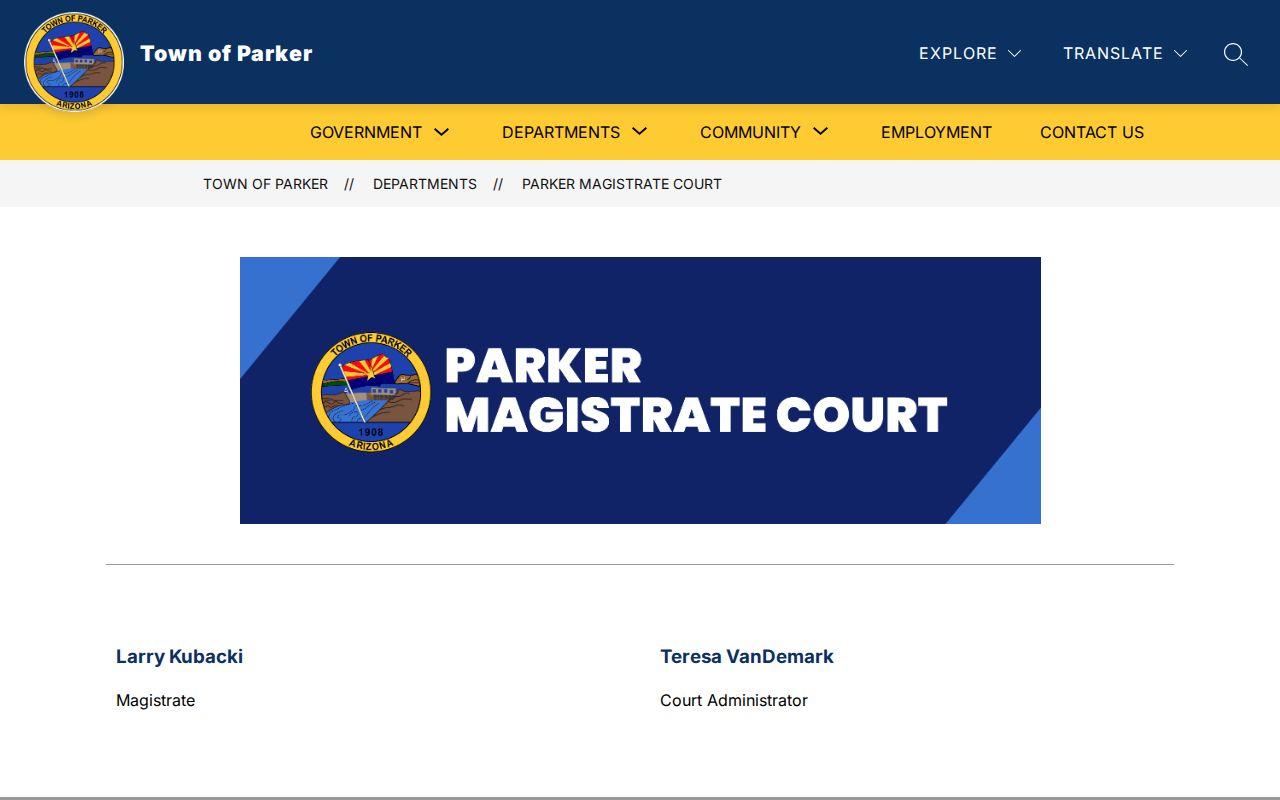 Parker Magistrate Court criminal case records page