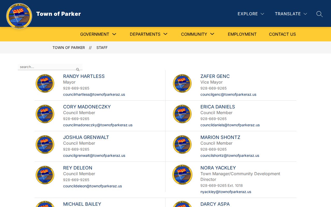 Parker criminal history staff directory with police records contacts