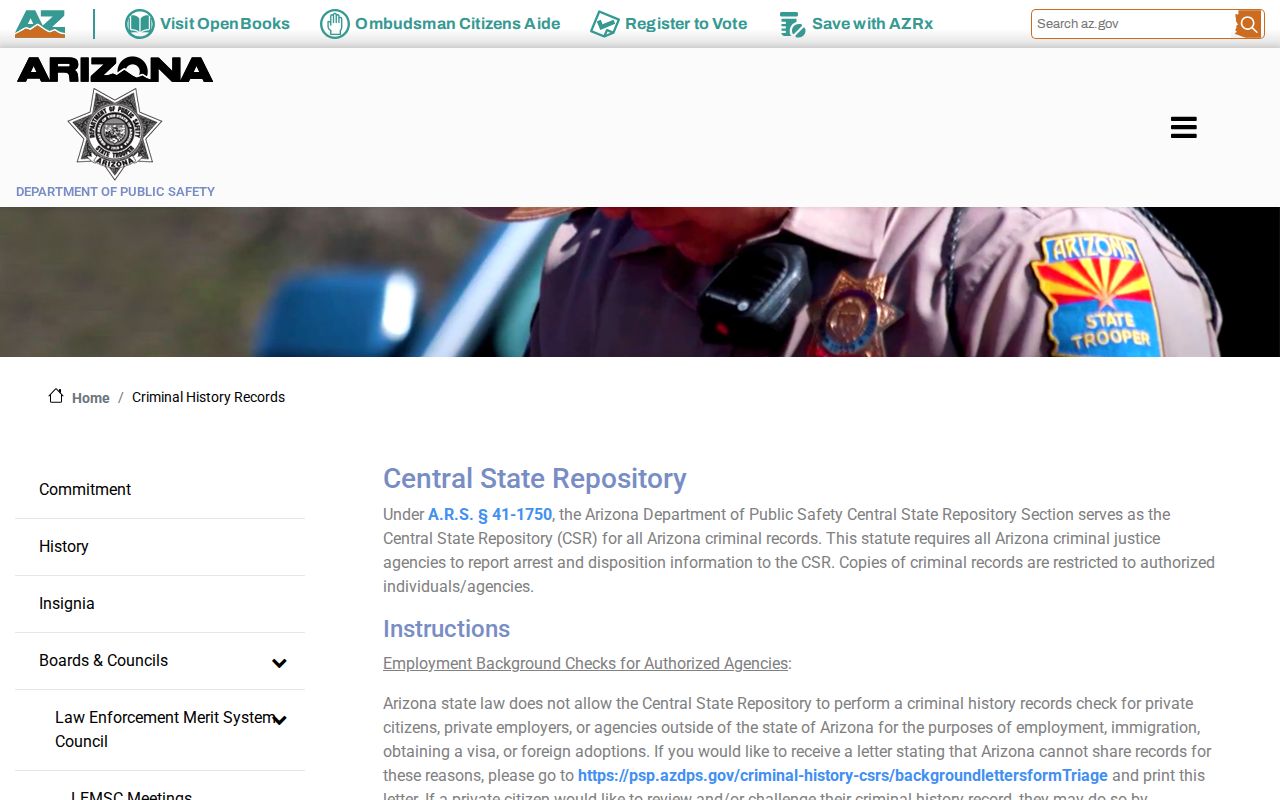 La Paz County criminal history Arizona DPS record review rules