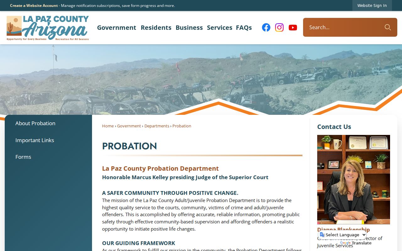 La Paz County criminal history probation office information