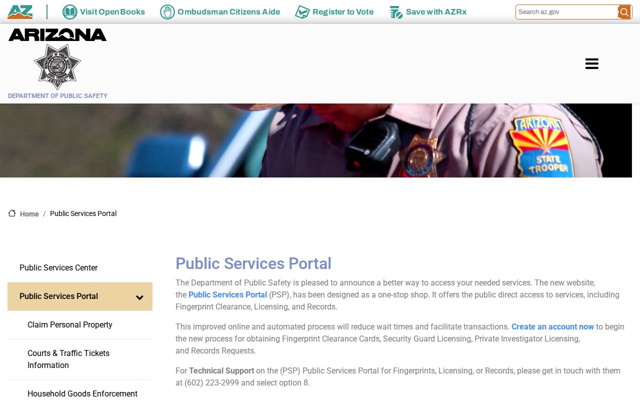 La Paz County criminal history Arizona DPS Public Services Portal